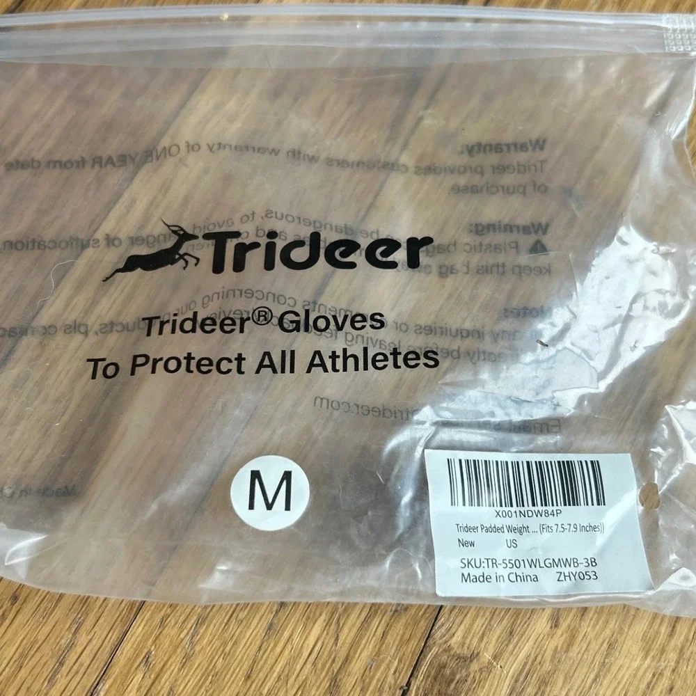 Trideer Padded Weightlifting Gloves Kid Medium Black Wrist Wrap Support CrossFit